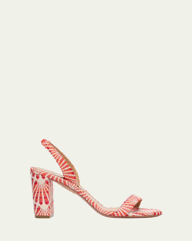 So Nude Printed Cotton Slingback Sandals